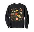 Pressed Flowers Butterflies Floral Sweatshirt - Custom Art Print Men Women - T-Shirt, Sweatshirt, Hoodie