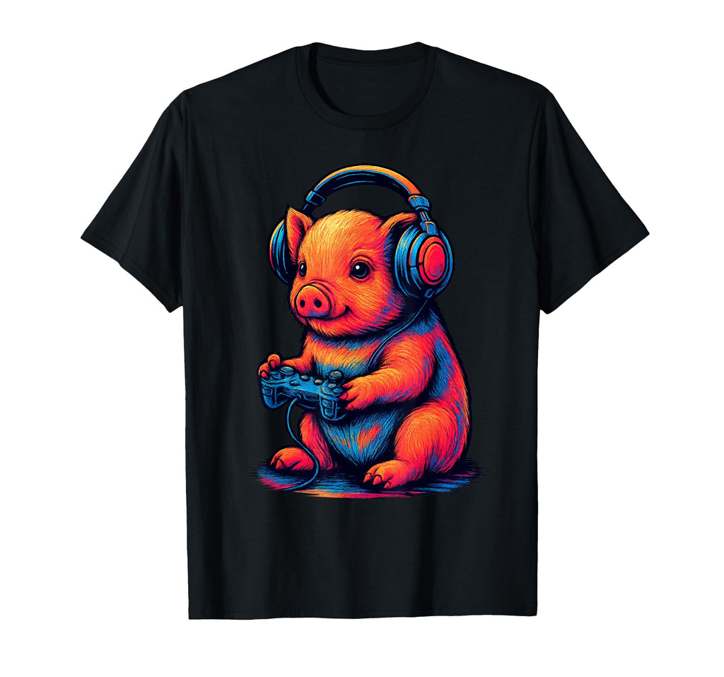 Mini Pig Gamer Gaming Pet Lover T-Shirt - Aesthetic Graphic for Adults - T-Shirt, Sweatshirt, Hoodie