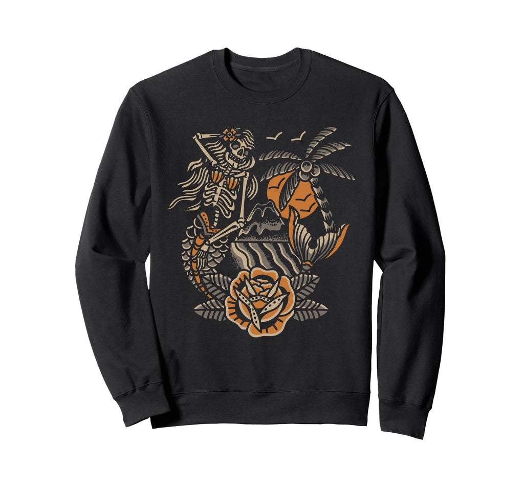 Mermaid Skeleton Traditional Sweatshirt - Minimalist Print for Adults - T-Shirt, Sweatshirt, Hoodie