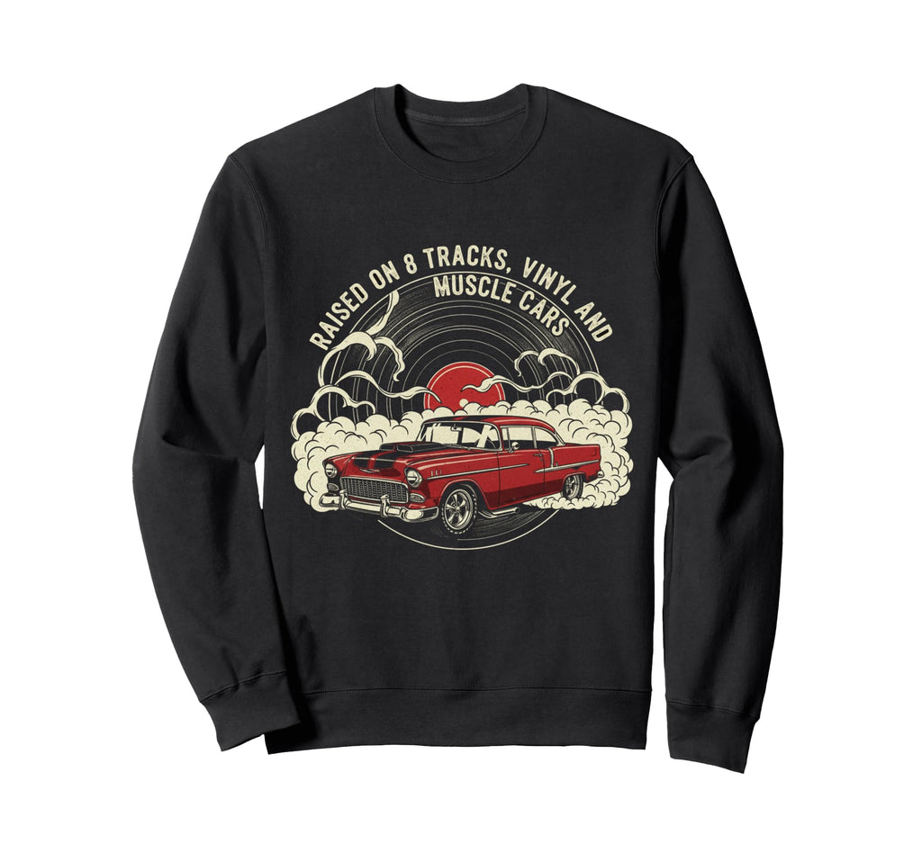 Raised Vinyl And V8S 55 Bel Air Lover Sweatshirt - Minimalist Print Unisex - T-Shirt, Sweatshirt, Hoodie