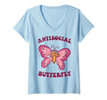 Womens Groovy Anti Social Butterfly T-Shirt - Minimalist Print for Adults - T-Shirt, Sweatshirt, Hoodie