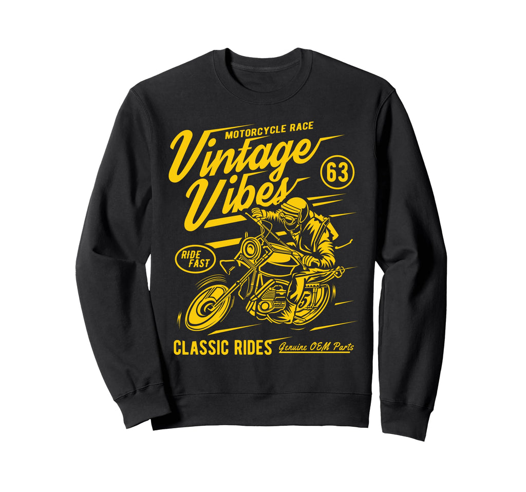 Vibes Rides Motorcycle Race Sweatshirt - Fun Novelty Design Unisex - T-Shirt, Sweatshirt, Hoodie