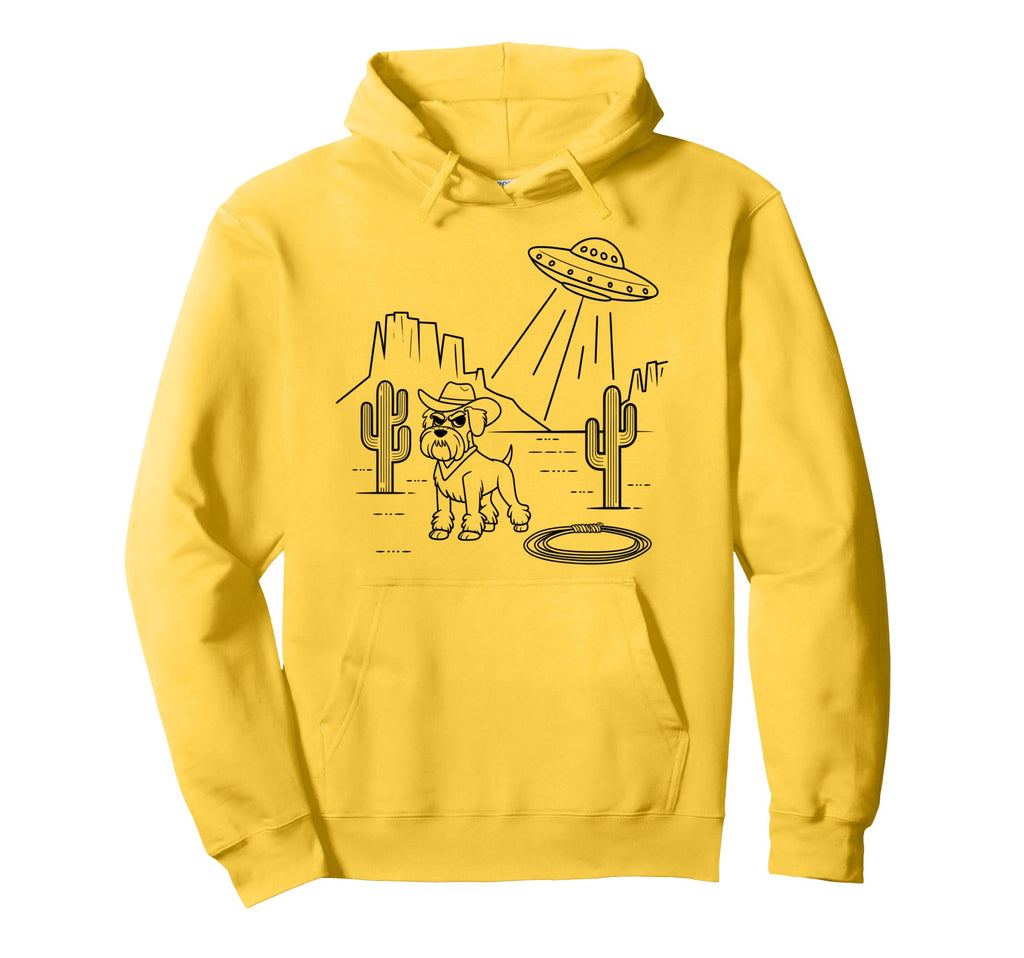 Schnauzer Schnauzer Ufo Western Hoodie - Trendy Graphic for Adults - T-Shirt, Sweatshirt, Hoodie
