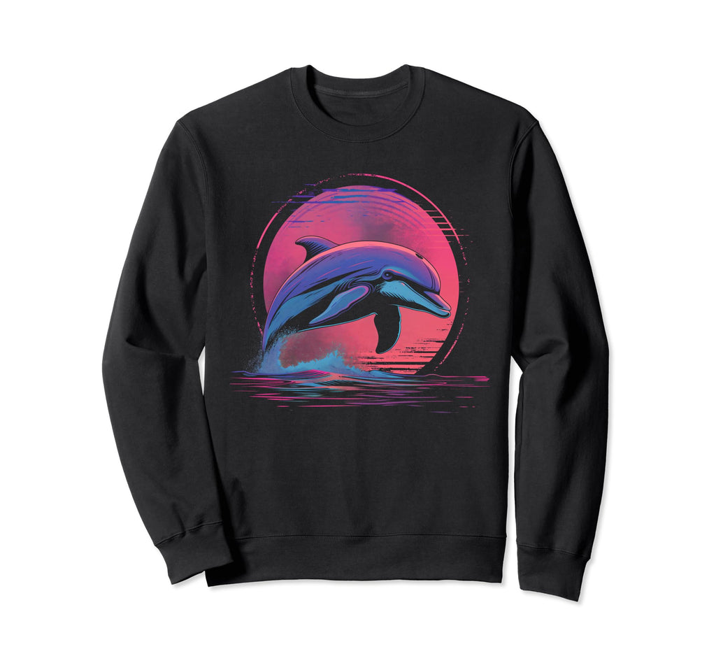 Dolphin Vaporwave Synthwave 80S 90S Sweatshirt - Minimalist Print Unisex - T-Shirt, Sweatshirt, Hoodie