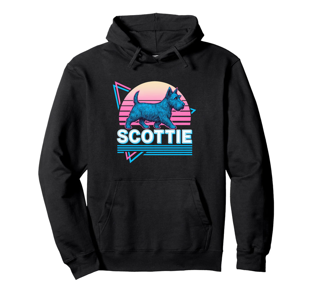 Scottish Terrier Synthwave Aesthetic Hoodie - Custom Art Print for Adults - T-Shirt, Sweatshirt, Hoodie