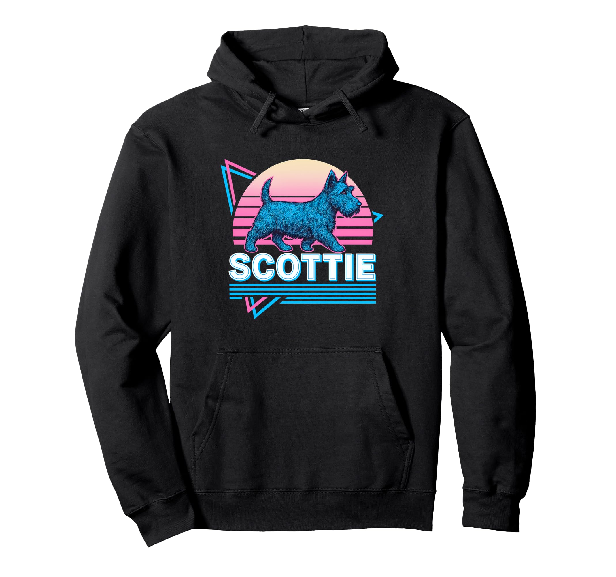 Scottish Terrier Synthwave Aesthetic Hoodie - Custom Art Print for Adults - T-Shirt, Sweatshirt, Hoodie