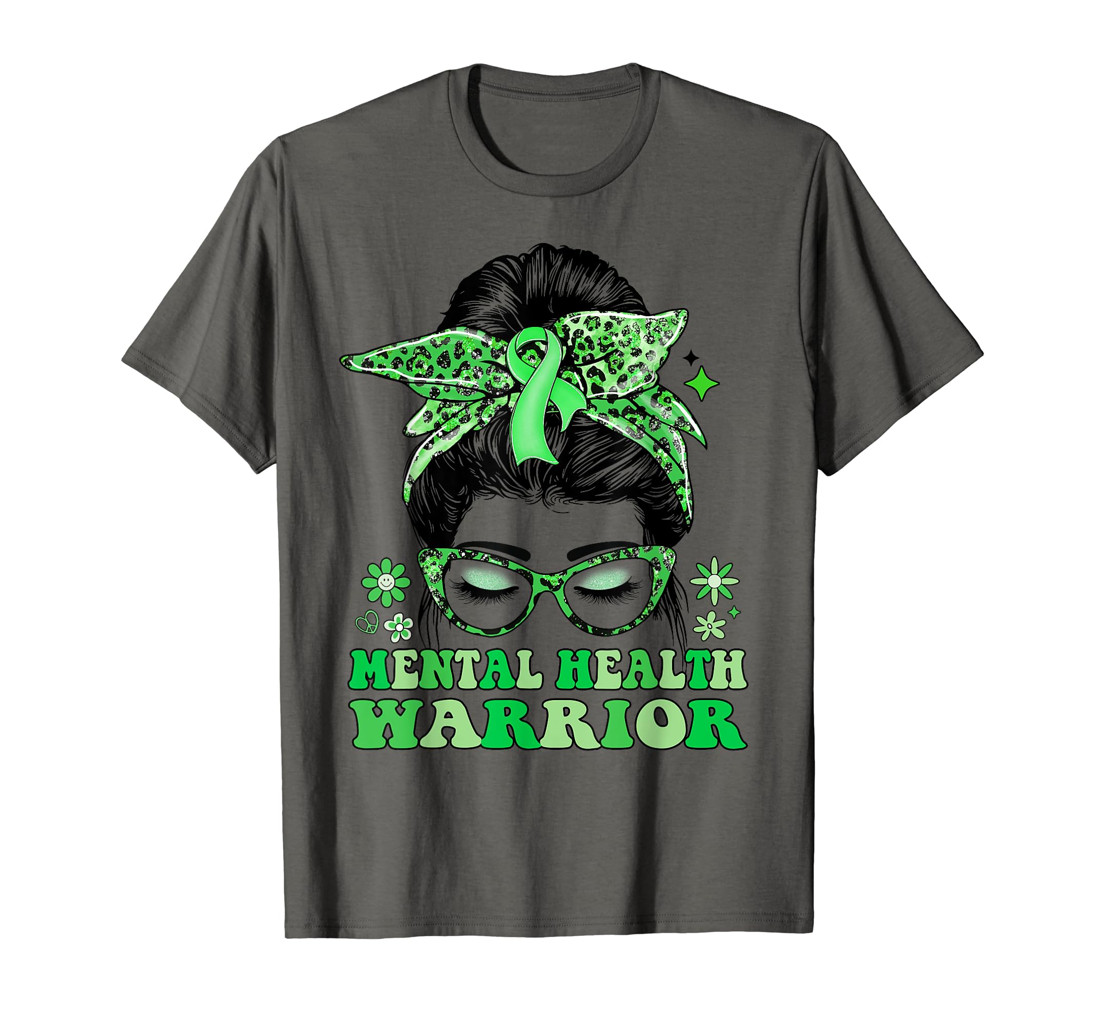 Groovy Messy Bun Leopard Green T-Shirt - Aesthetic Graphic Men Women - T-Shirt, Sweatshirt, Hoodie