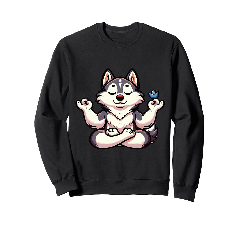 Meditation Huskey Yoga Pose Sweatshirt - Custom Art Print Men Women - T-Shirt, Sweatshirt, Hoodie