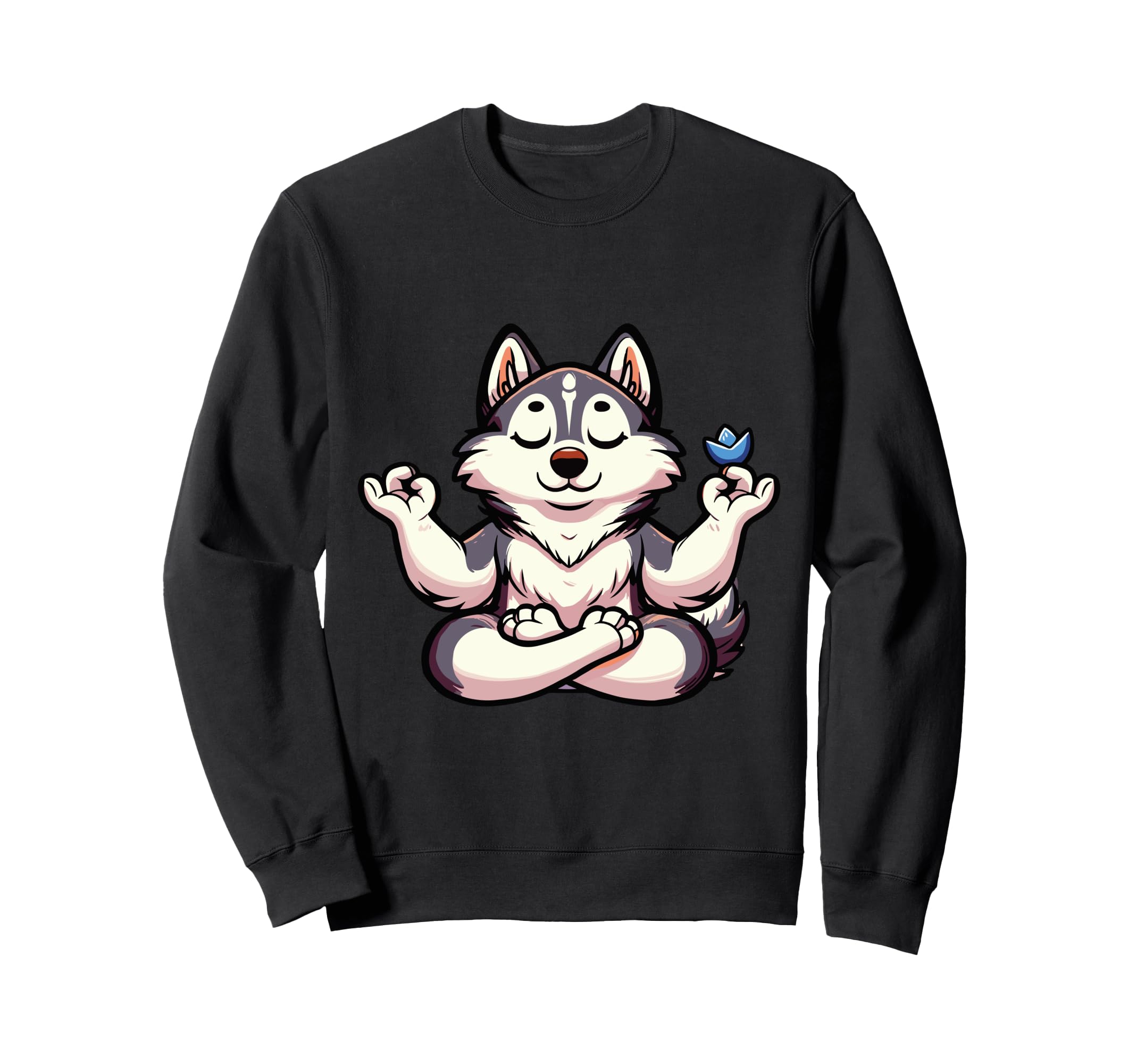 Meditation Huskey Yoga Pose Sweatshirt - Custom Art Print Men Women - T-Shirt, Sweatshirt, Hoodie