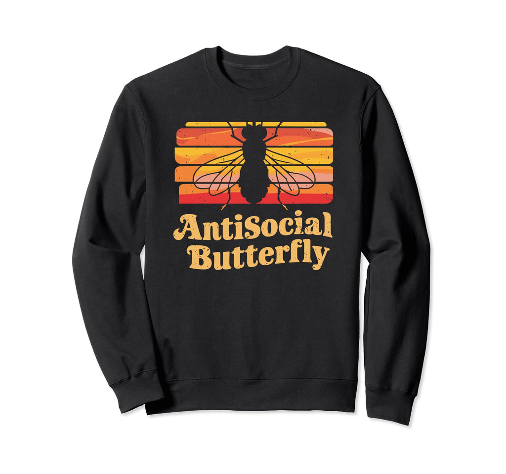Antisocial Butterfly Housefly Introvert Sweatshirt - Graphic Print Unisex - T-Shirt, Sweatshirt, Hoodie