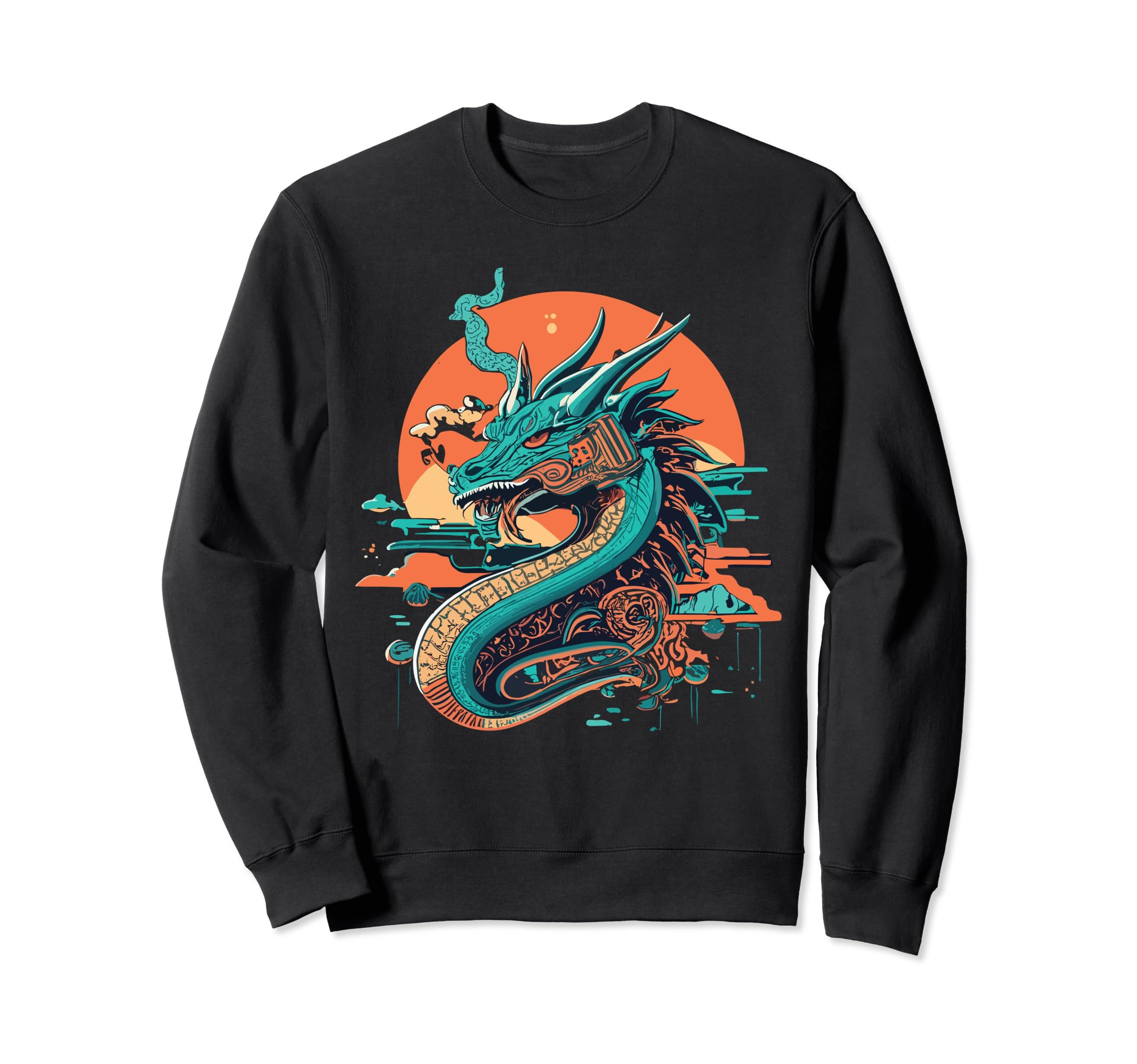Dragon Techno Vaporwave Anime Sweatshirt - Minimalist Print for Adults - T-Shirt, Sweatshirt, Hoodie