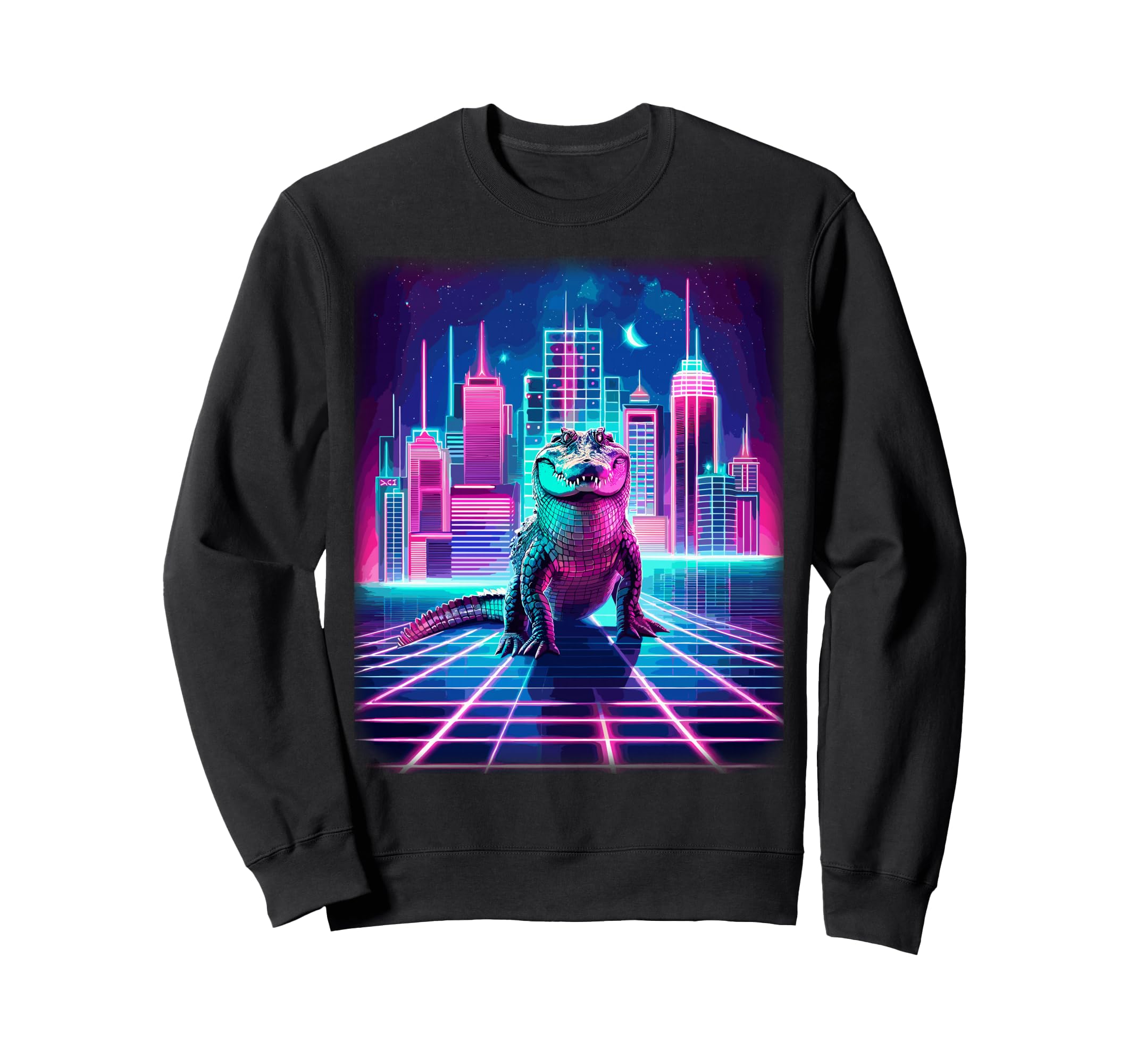 Synthwave Crocodile Lover Stuff 80S Sweatshirt - Graphic Print Unisex - T-Shirt, Sweatshirt, Hoodie