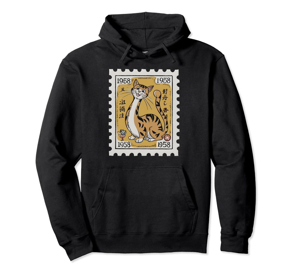 Mid Century Long Neck Cats 50S 60S Hoodie - Custom Art Print for Adults - T-Shirt, Sweatshirt, Hoodie