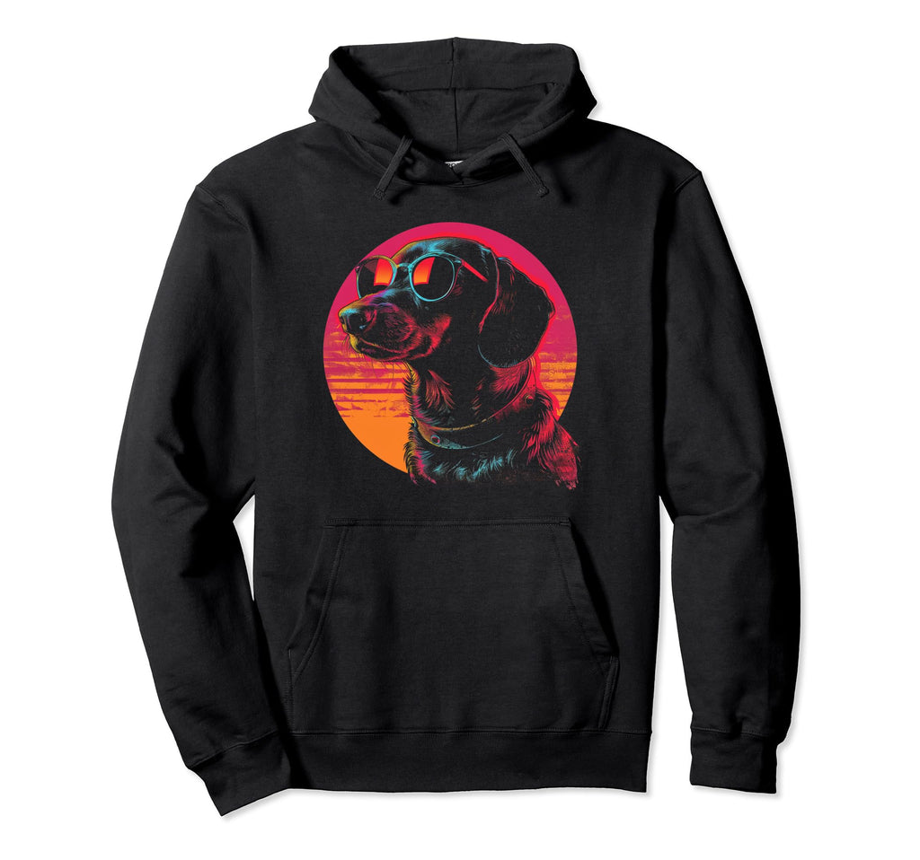 Dachshund Dog Vaporwave Synthwave 70S 80S Hoodie - Minimalist Print Unisex - T-Shirt, Sweatshirt, Hoodie