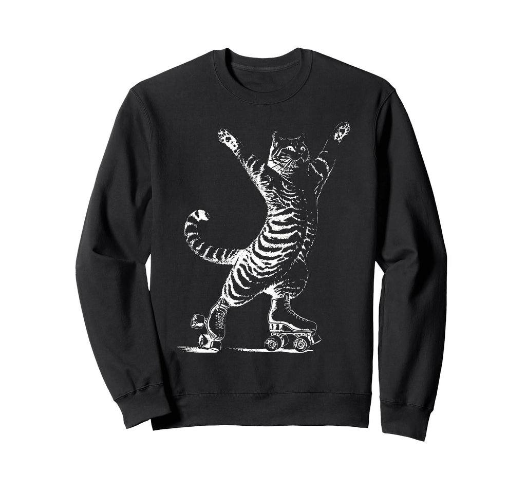 Cat Rollerskates Skating Derby Skater Sweatshirt - Unique Graphic Unisex - T-Shirt, Sweatshirt, Hoodie