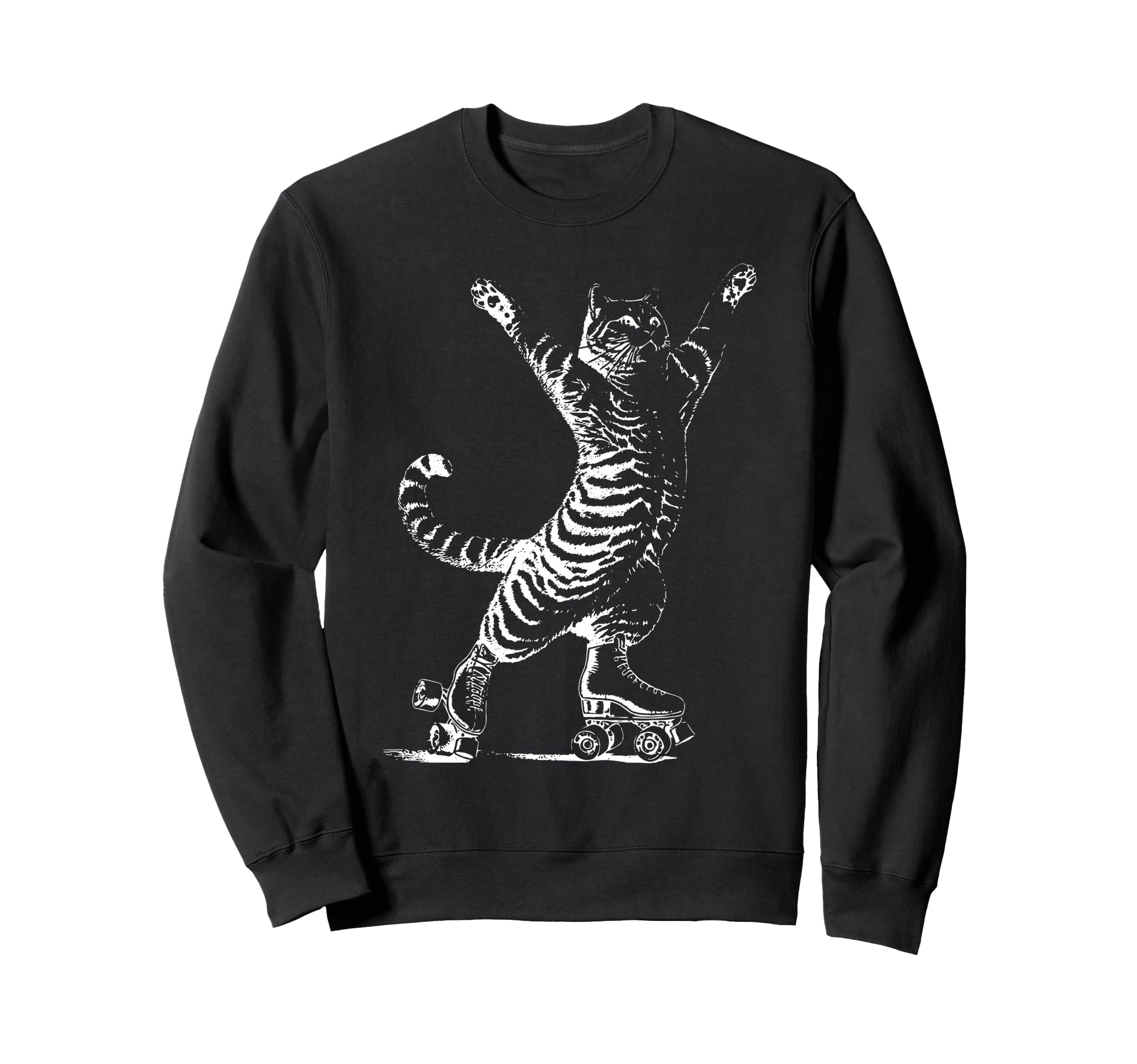 Cat Rollerskates Skating Derby Skater Sweatshirt - Unique Graphic Unisex - T-Shirt, Sweatshirt, Hoodie