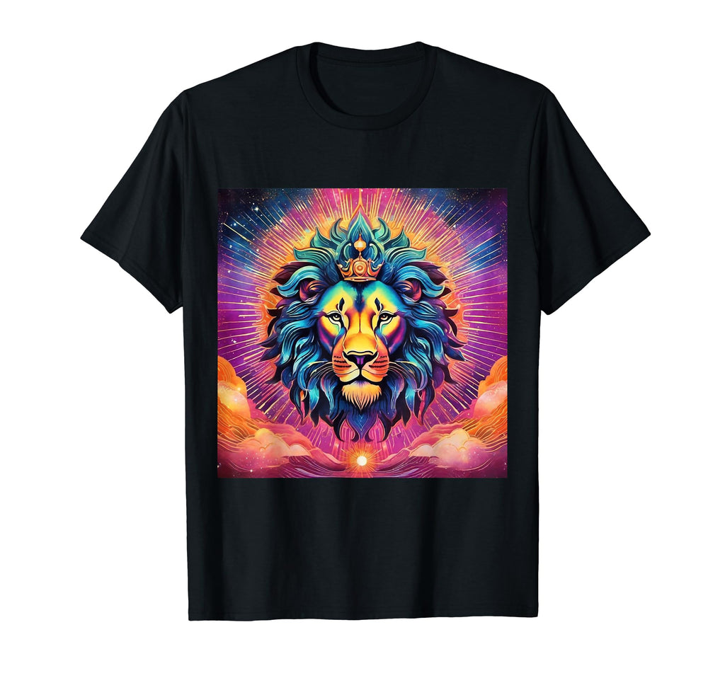 Cat Synthwave 80S Lovers Celestial Lion T-Shirt - Aesthetic Graphic Unisex - T-Shirt, Sweatshirt, Hoodie