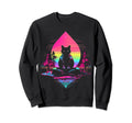 Synthwave Cat Samurai Mediation Sweatshirt - Aesthetic Graphic Unisex - T-Shirt, Sweatshirt, Hoodie