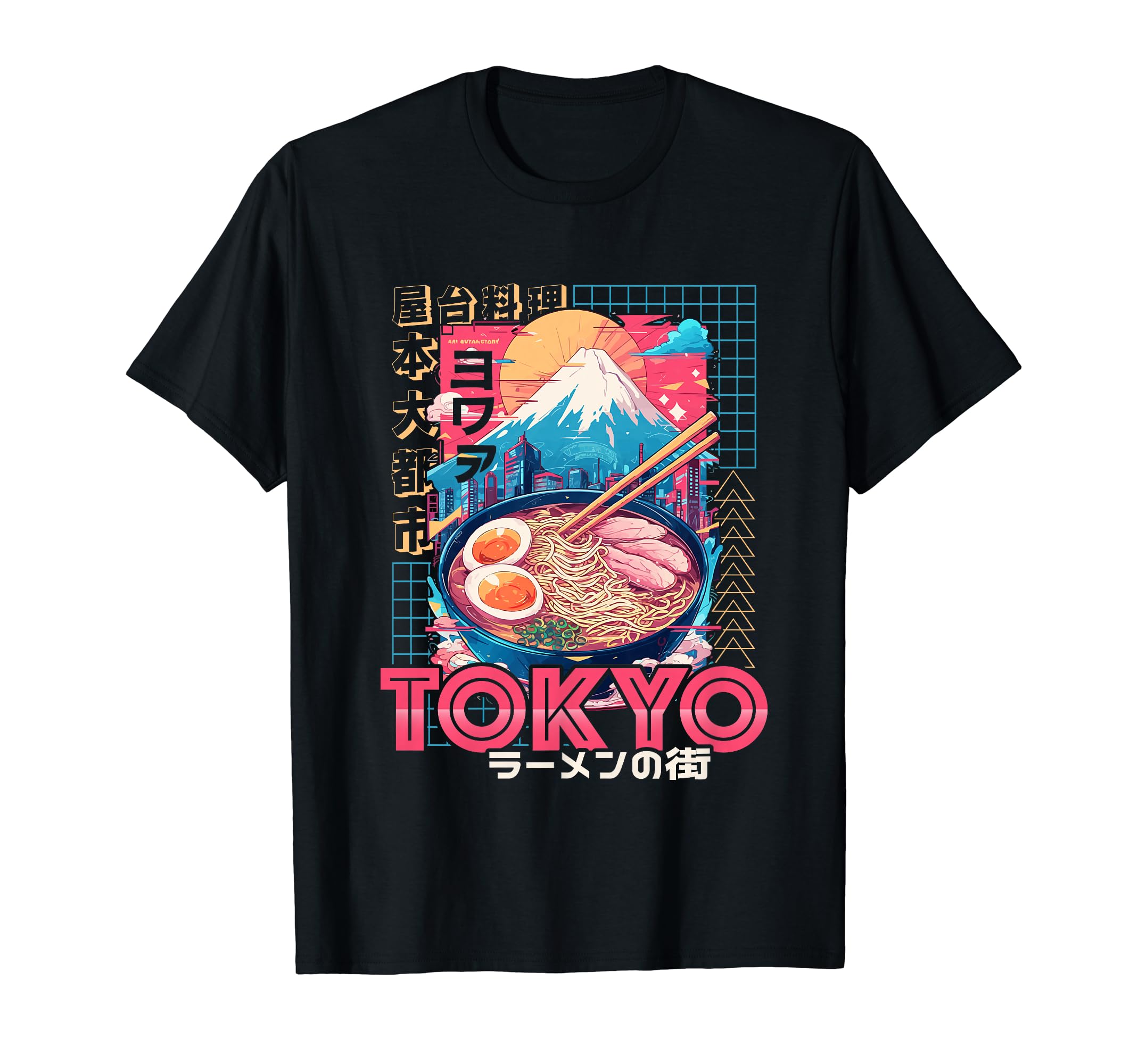 Tokyo City 80S Synthwave Ramen Bowl Japan T-Shirt - Novelty Apparel Unisex - T-Shirt, Sweatshirt, Hoodie