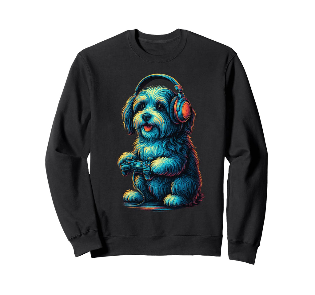 Havanese Dog Gamer Gaming Dog Sweatshirt - Casual Everyday Wear Unisex - T-Shirt, Sweatshirt, Hoodie