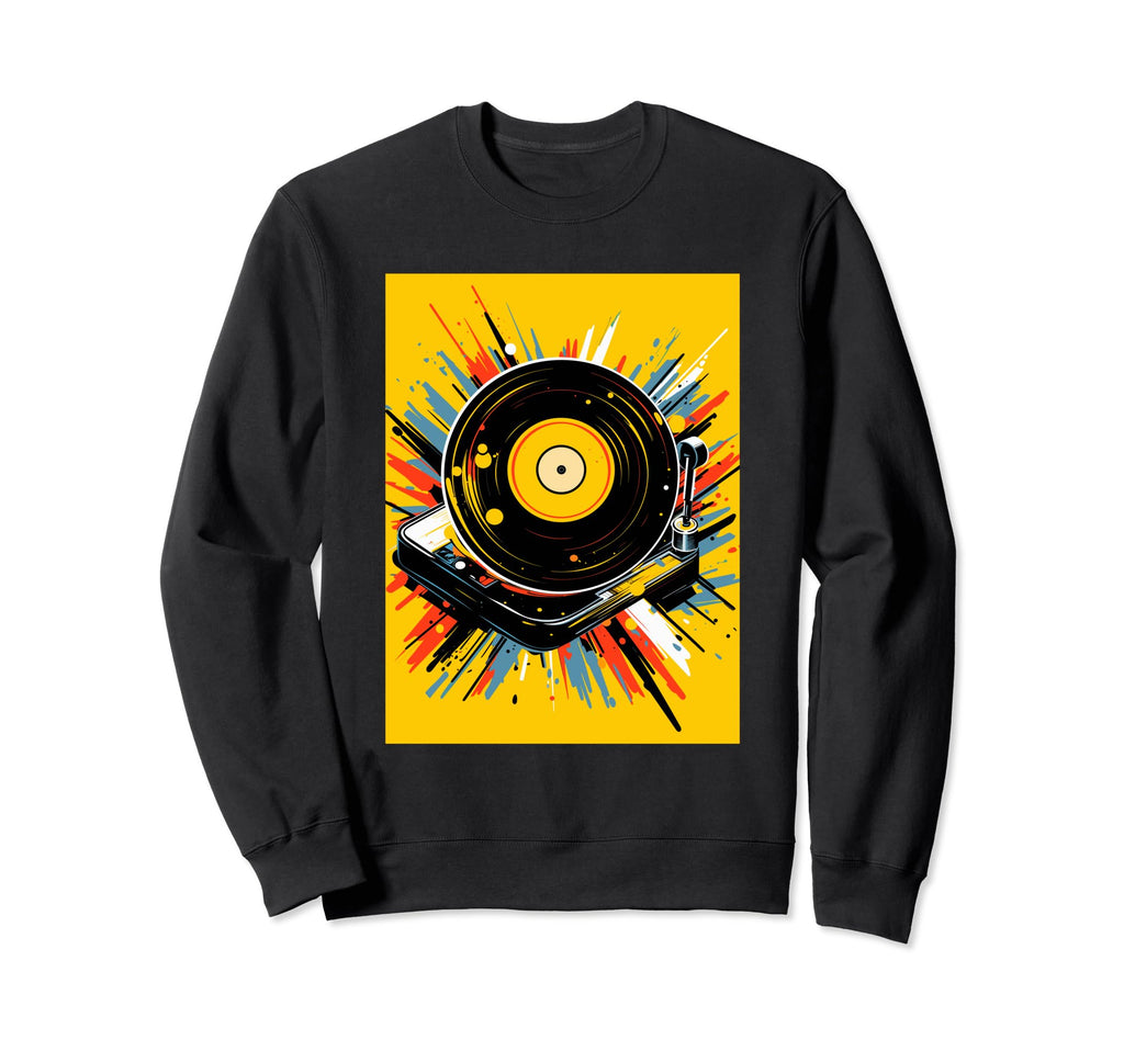 Vinyl Record Player Dj Music Sweatshirt - Aesthetic Graphic Men Women - T-Shirt, Sweatshirt, Hoodie