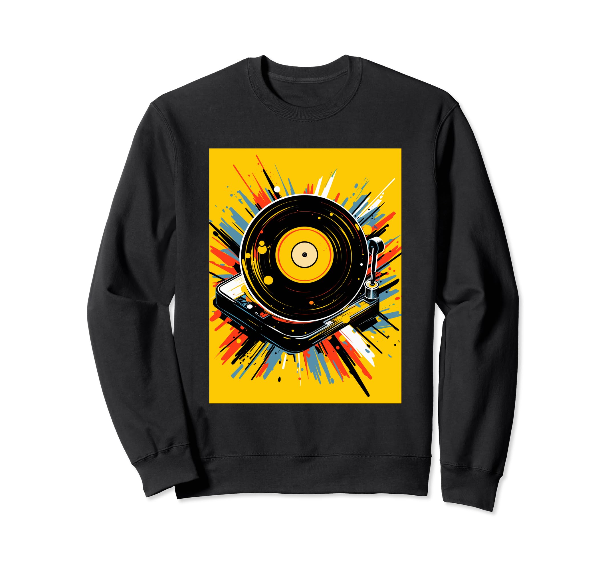Vinyl Record Player Dj Music Sweatshirt - Aesthetic Graphic Men Women - T-Shirt, Sweatshirt, Hoodie