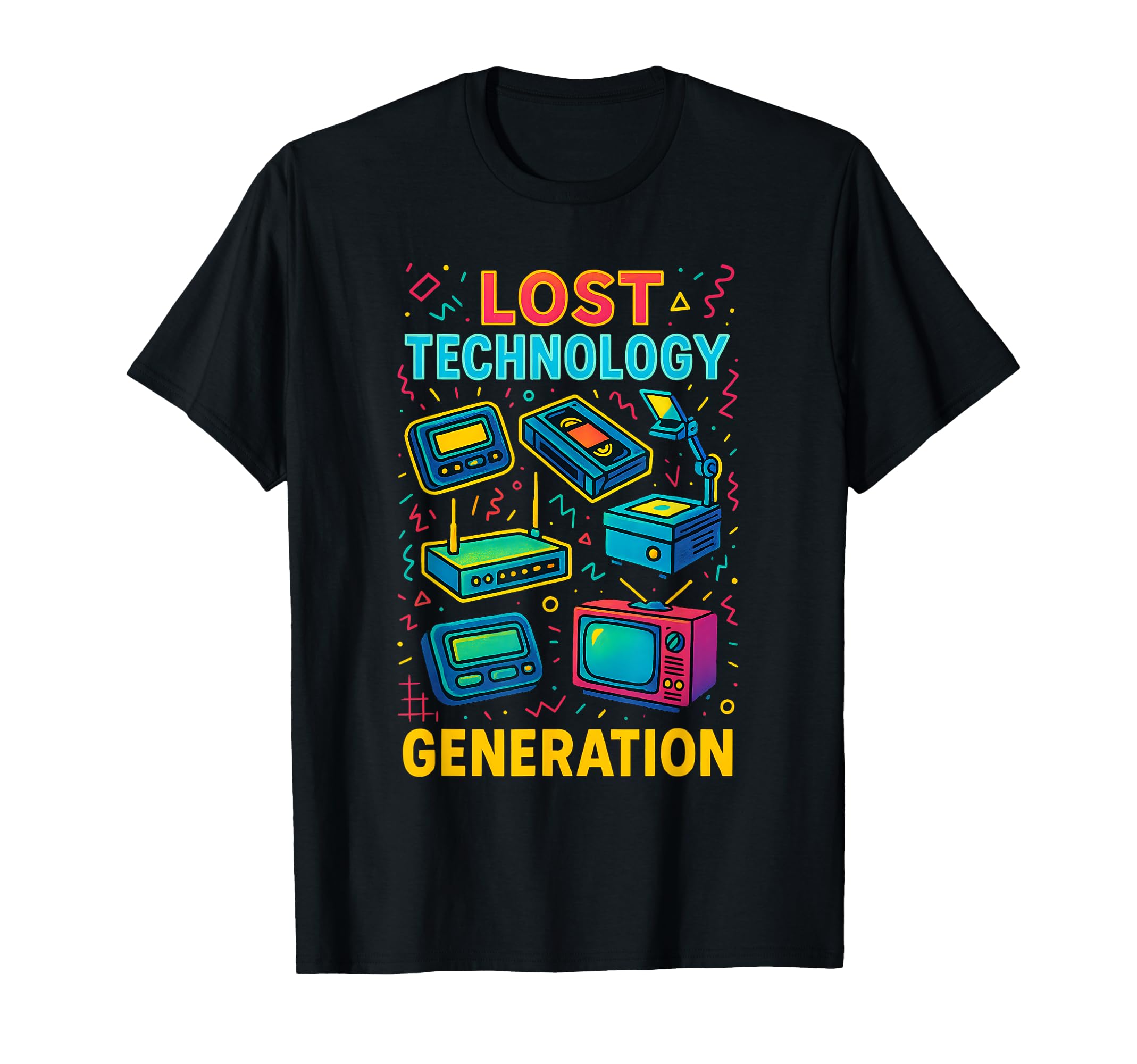 Tech Icons 80S Nostalgia Crt Lost T-Shirt - Fun Novelty Design for Adults - T-Shirt, Sweatshirt, Hoodie