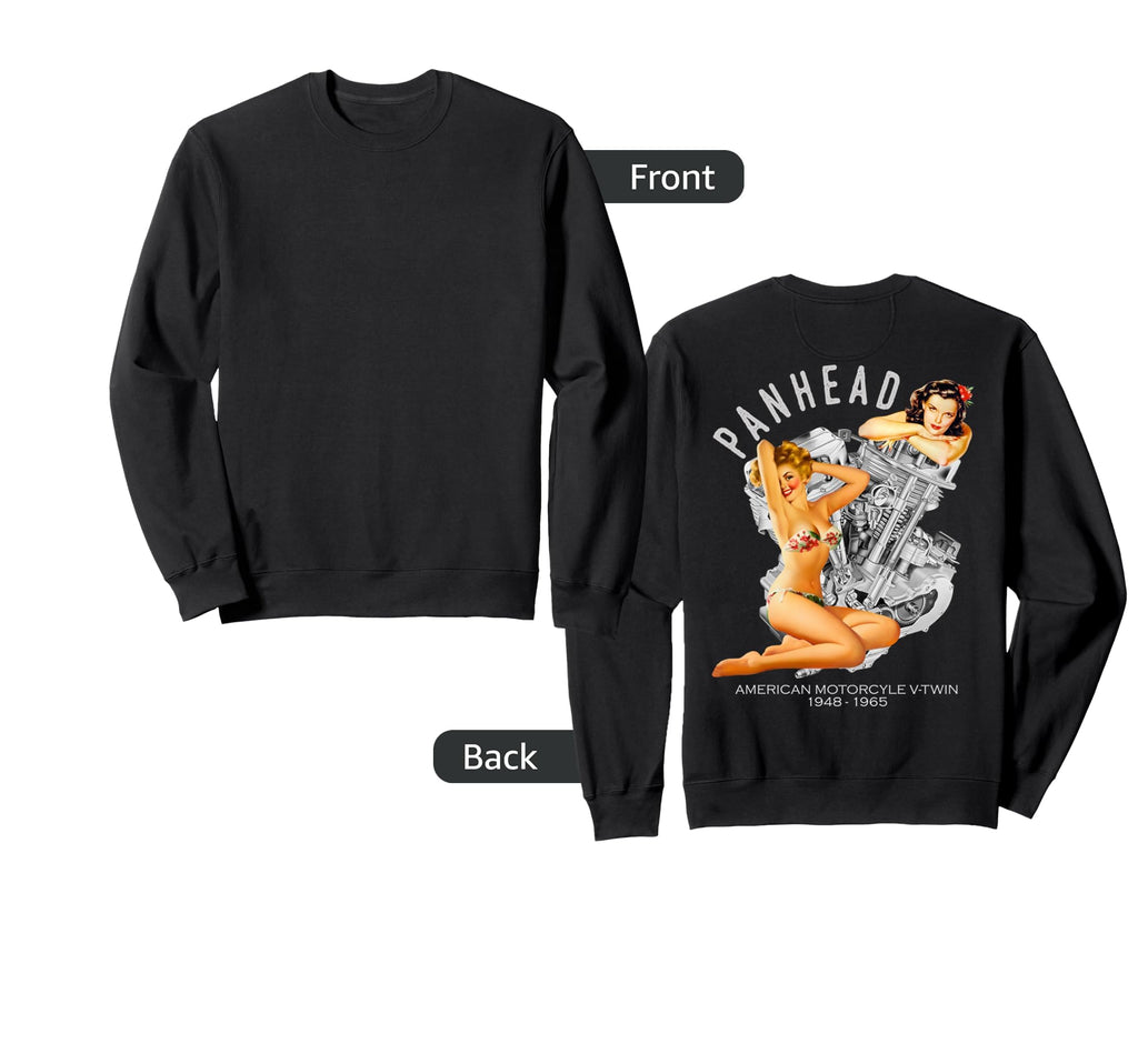 Hd Panhead Pinup V Twin Engine Sweatshirt - Streetwear Style Unisex - T-Shirt, Sweatshirt, Hoodie