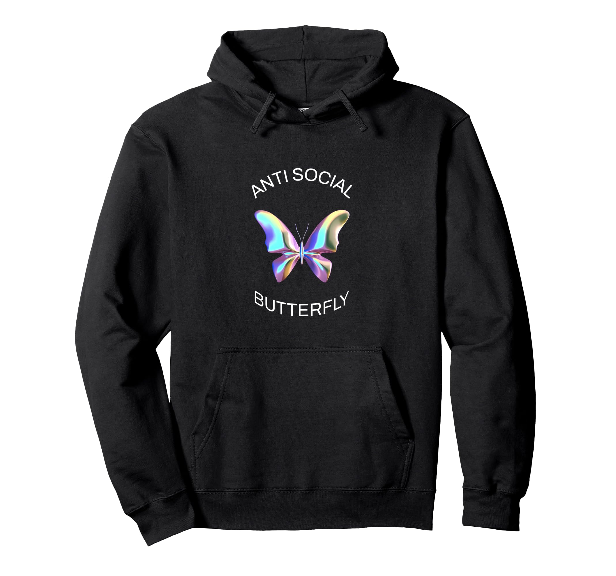 Anti Social Butterfly Introverts Hoodie - Fun Novelty Design for Adults - T-Shirt, Sweatshirt, Hoodie