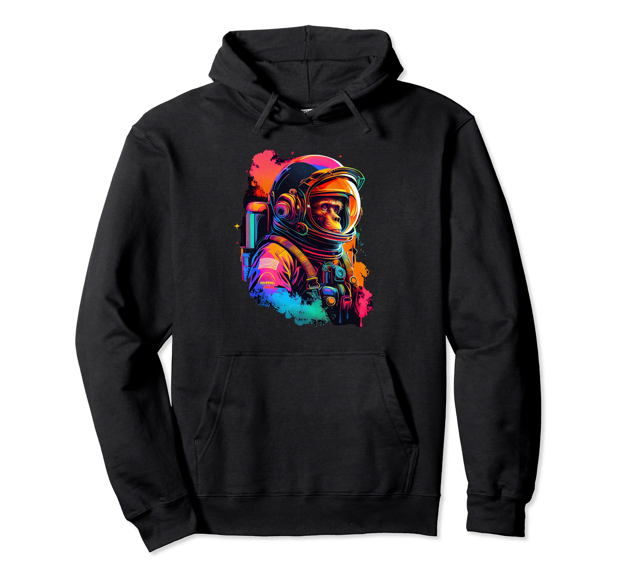 Synthwave Retrowave Astronaut Monkey Hoodie - Fun Novelty Design Unisex - T-Shirt, Sweatshirt, Hoodie