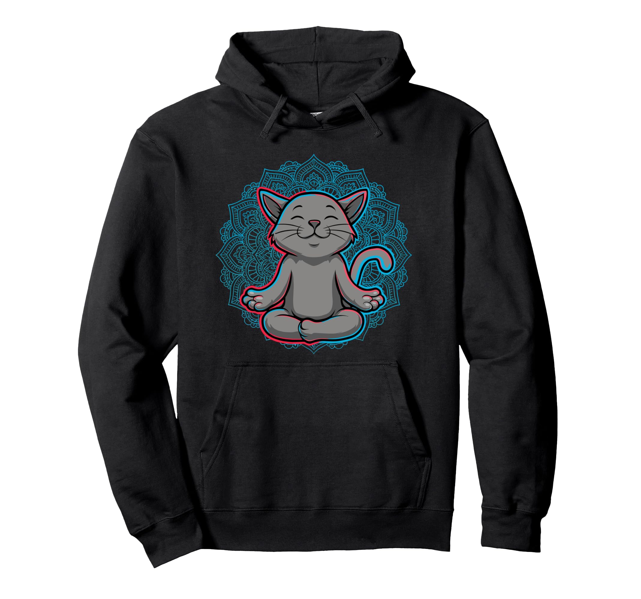 Zen Cat Meditation Mandala Art Hoodie - Trendy Graphic for Adults - T-Shirt, Sweatshirt, Hoodie