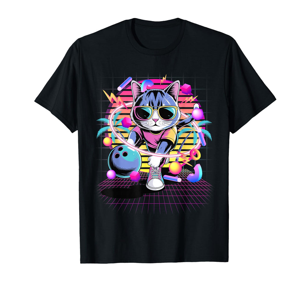 80S Vaporwave Cat Bowler Sunglasses T-Shirt - Streetwear Style Men Women - T-Shirt, Sweatshirt, Hoodie