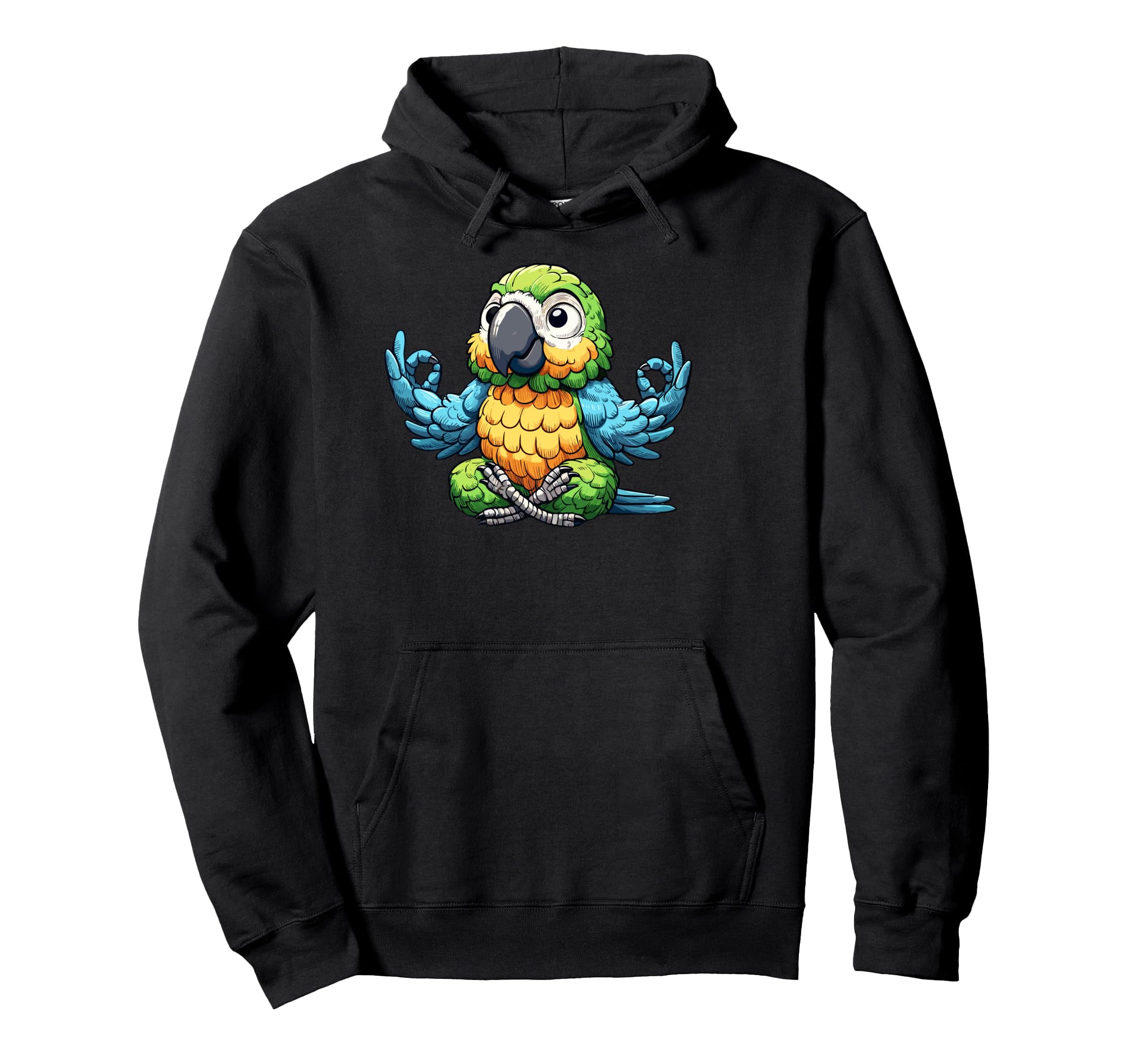 Meditation Parrot Yoga Pose Hoodie - Fun Novelty Design for Adults - T-Shirt, Sweatshirt, Hoodie
