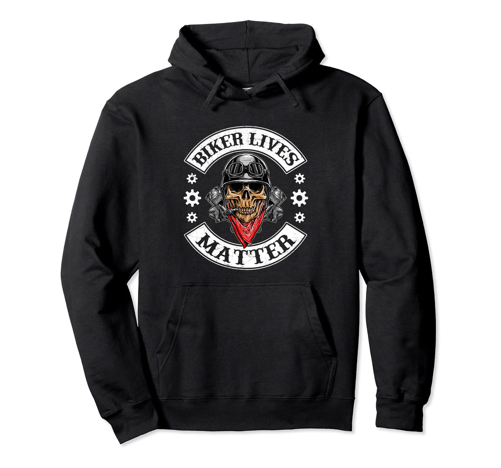 Biker Lives Matter Motorcycle Skull Hoodie - Minimalist Print Men Women - T-Shirt, Sweatshirt, Hoodie