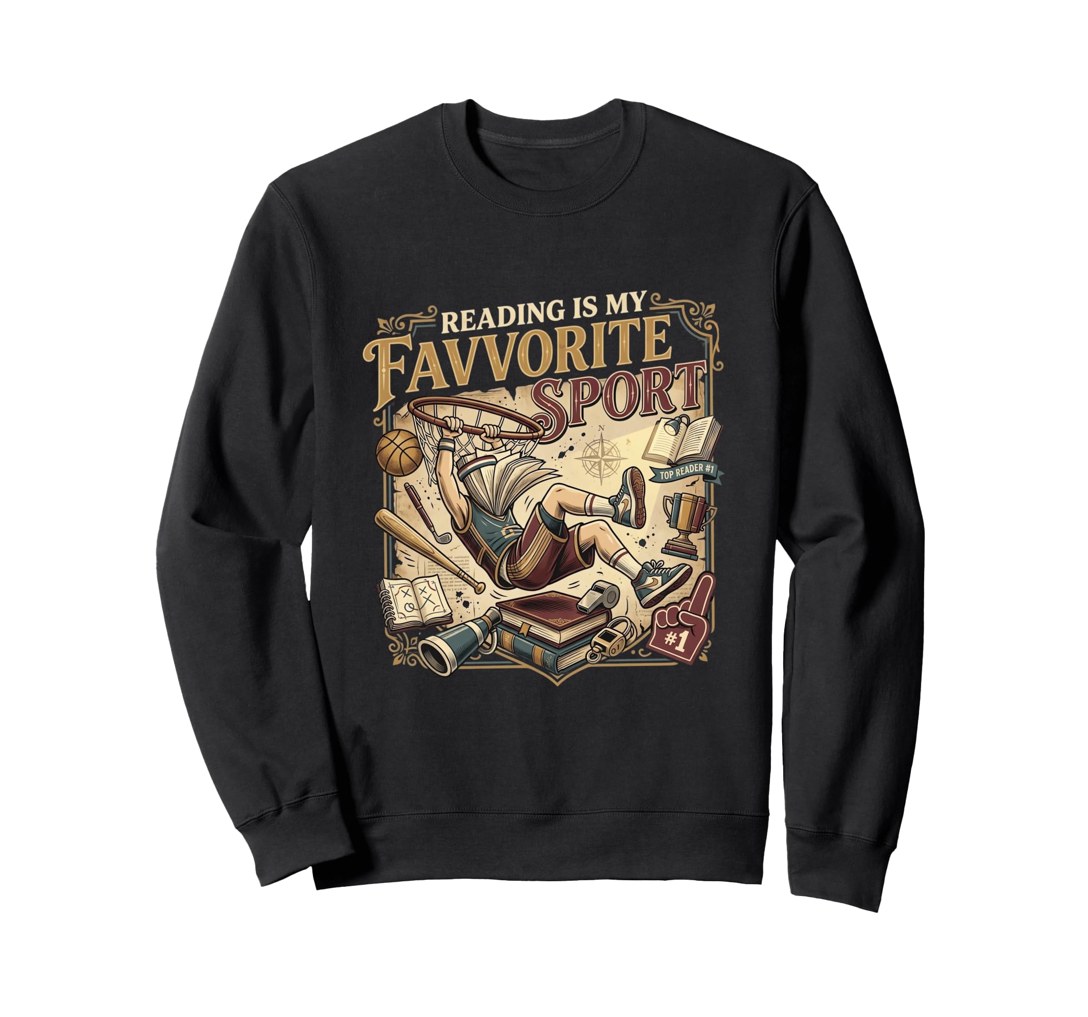 Reading Is My Favorite Sport Sweatshirt - Custom Art Print for Adults - T-Shirt, Sweatshirt, Hoodie