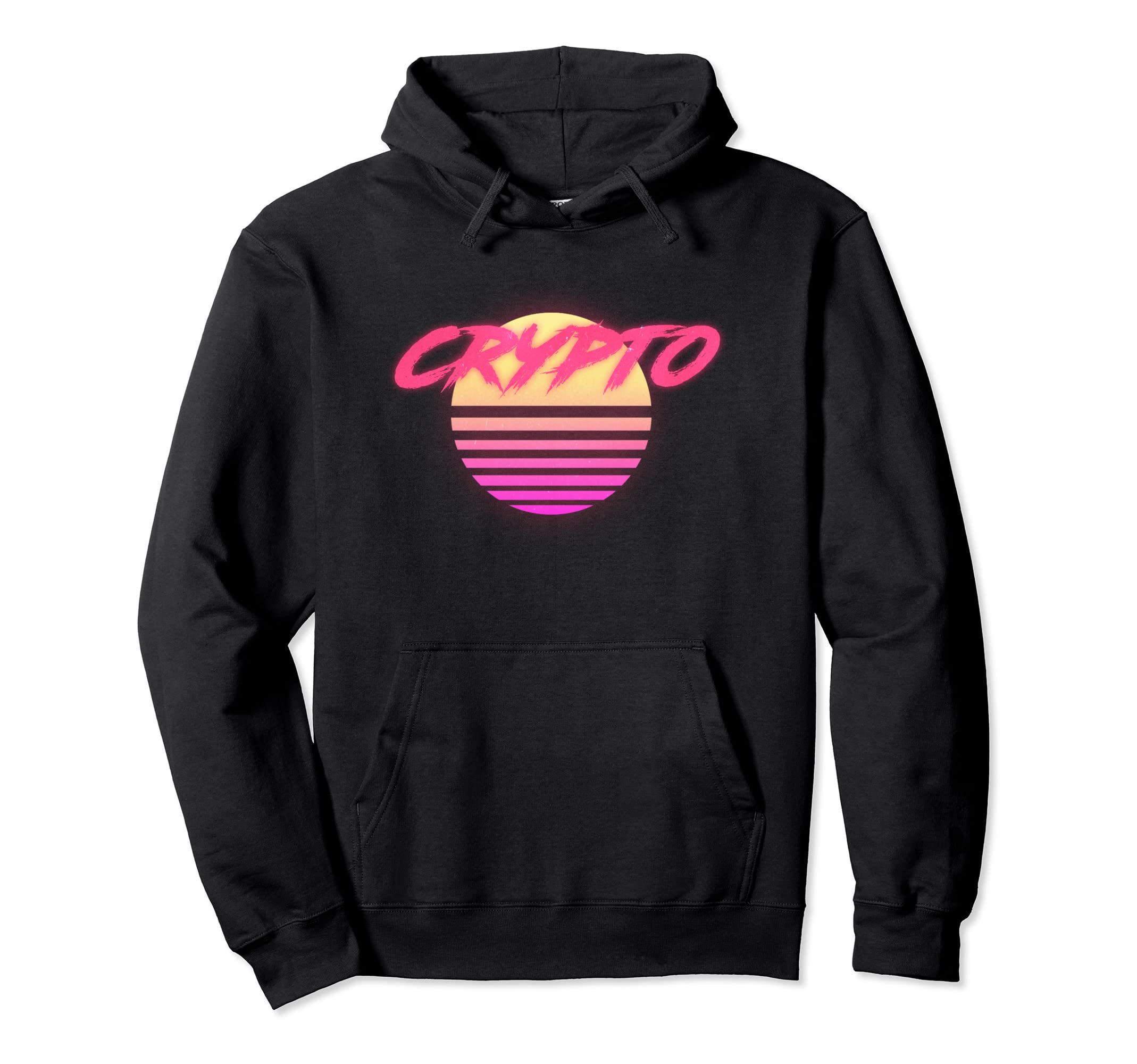 Crypto 80S Synthwave Hoodie - Custom Art Print Unisex - T-Shirt, Sweatshirt, Hoodie