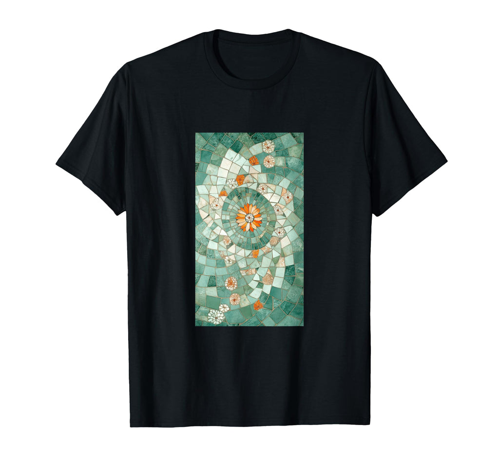 Vibrant Mosaic Tiles Floral Botanical T-Shirt - Minimalist Print Men Women - T-Shirt, Sweatshirt, Hoodie