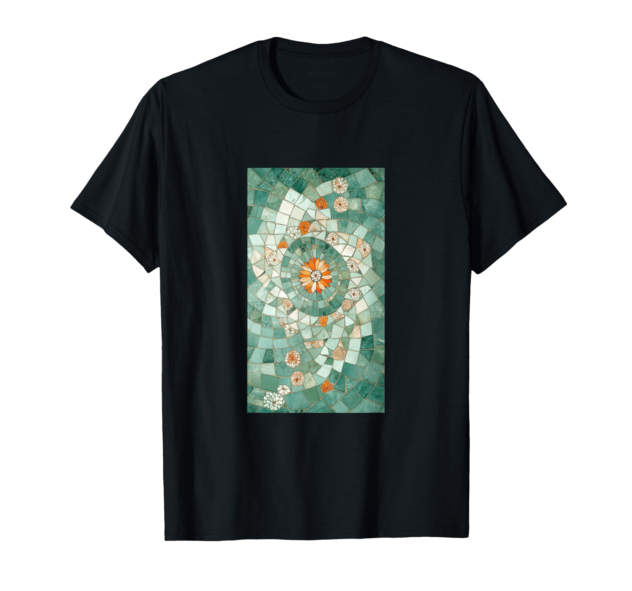 Vibrant Mosaic Tiles Floral Botanical T-Shirt - Minimalist Print Men Women - T-Shirt, Sweatshirt, Hoodie