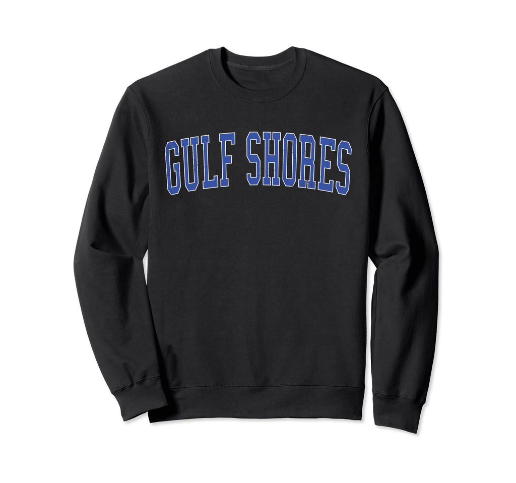 Gulf Shores Al Distressed Blue Varsity Sweatshirt - Novelty Apparel Unisex - T-Shirt, Sweatshirt, Hoodie