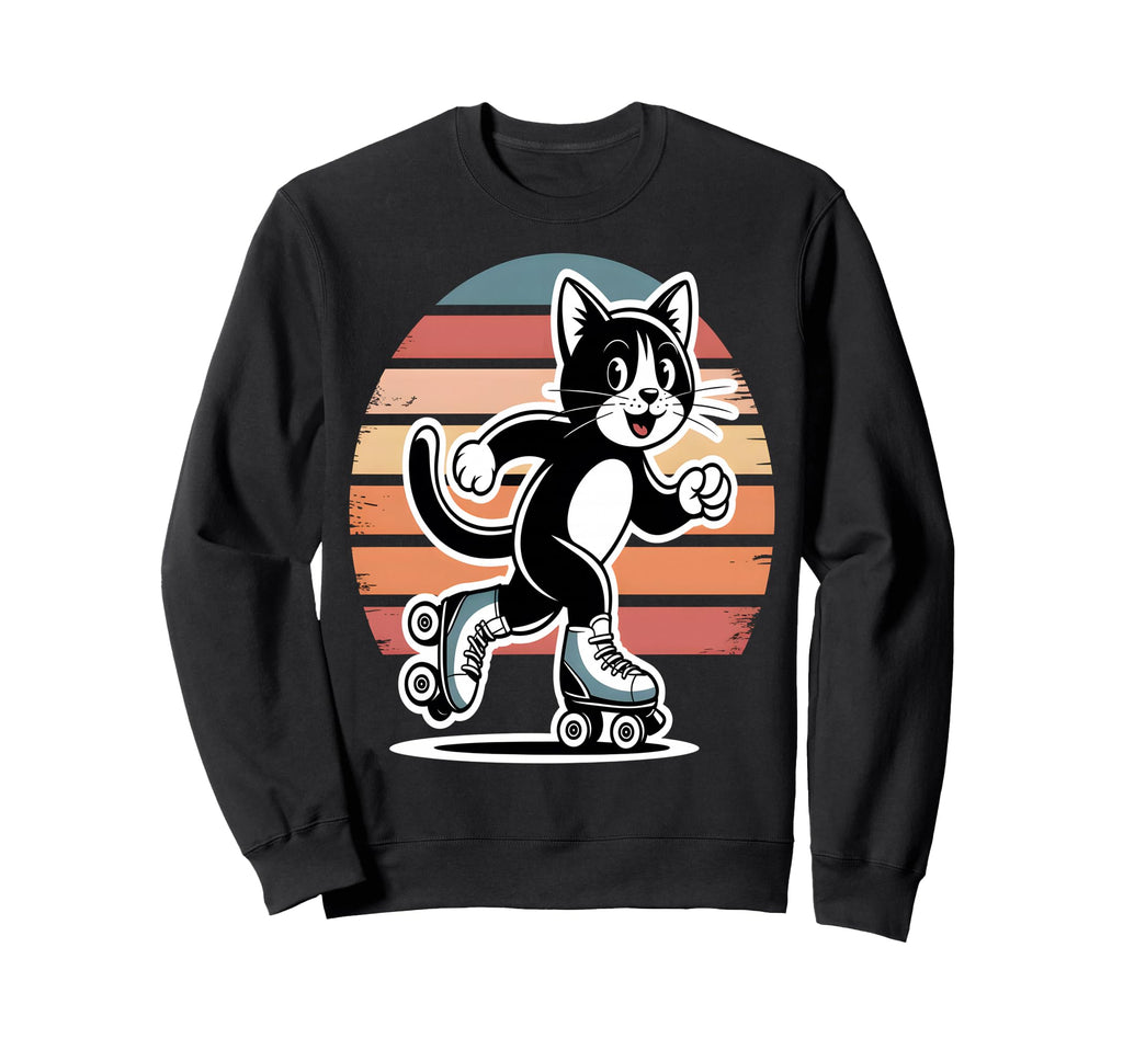 Roller Skating Cat Sweatshirt - Novelty Apparel Men Women - T-Shirt, Sweatshirt, Hoodie