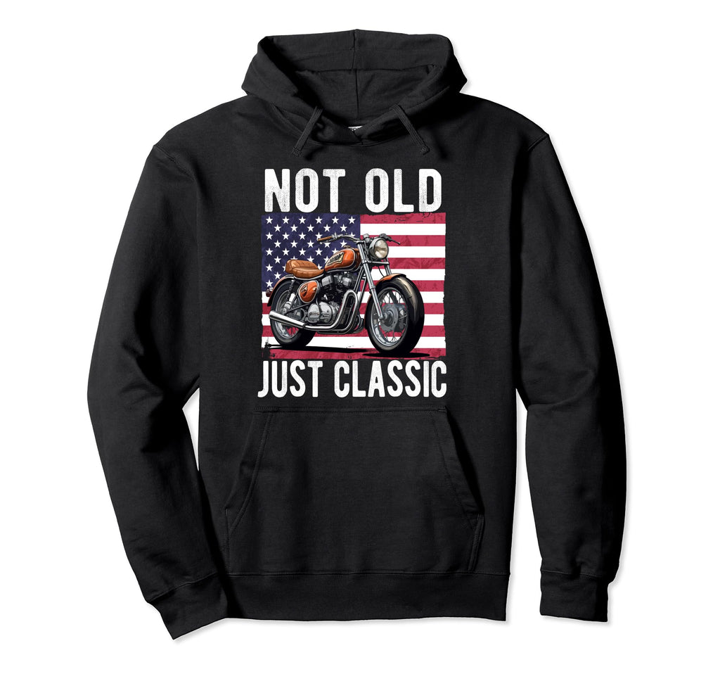Not Old Just Usa Flag Motorcycle Hoodie - Unique Graphic for Adults - T-Shirt, Sweatshirt, Hoodie