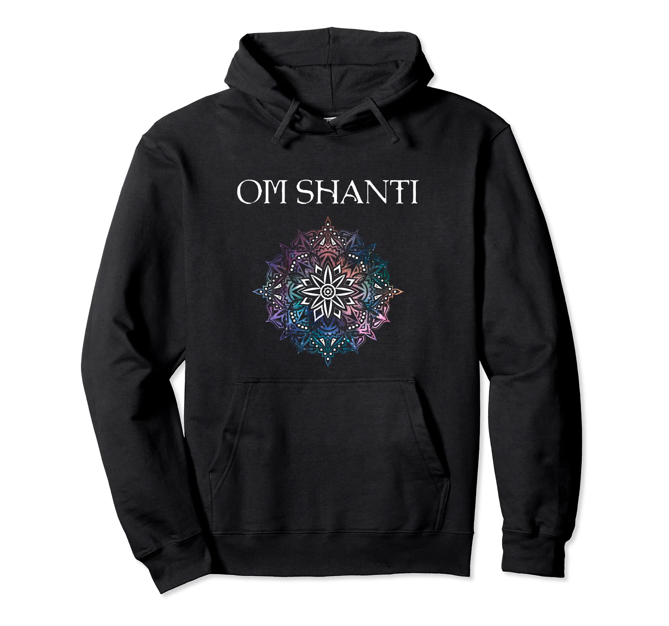 Om Shanti Colorful Mandala Geometry Hoodie - Minimalist Print Unisex - T-Shirt, Sweatshirt, Hoodie