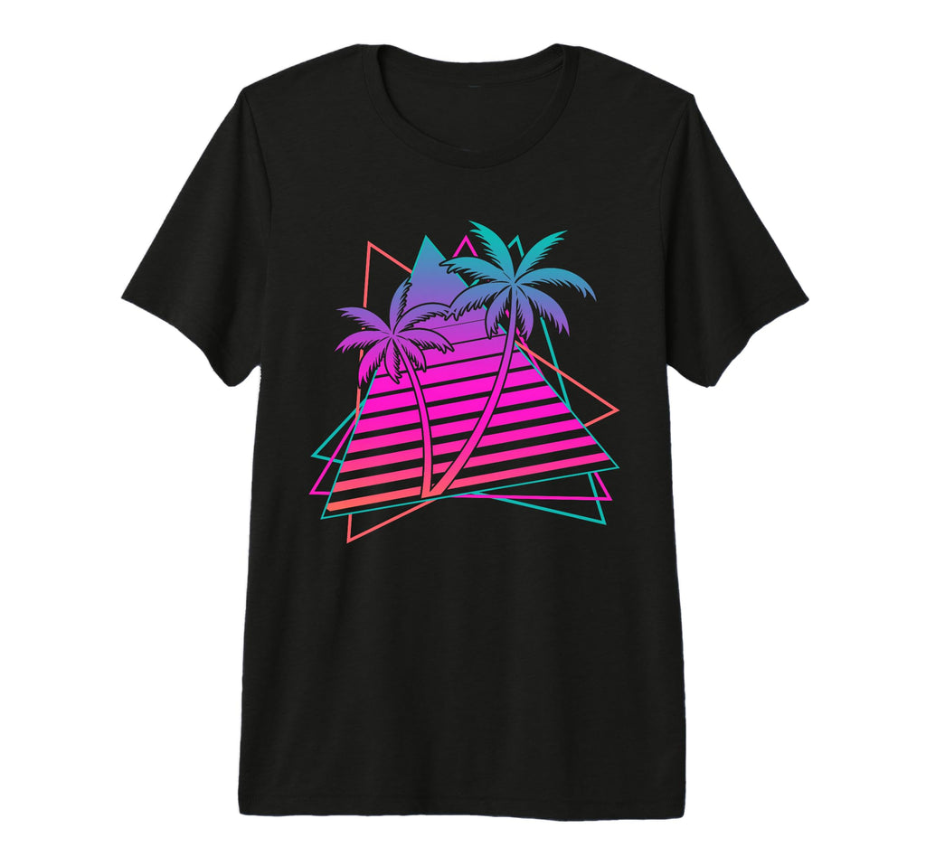 Palm Trees Synthwave Aesthetic 1980S T-Shirt - Minimalist Print for Adults - T-Shirt, Sweatshirt, Hoodie