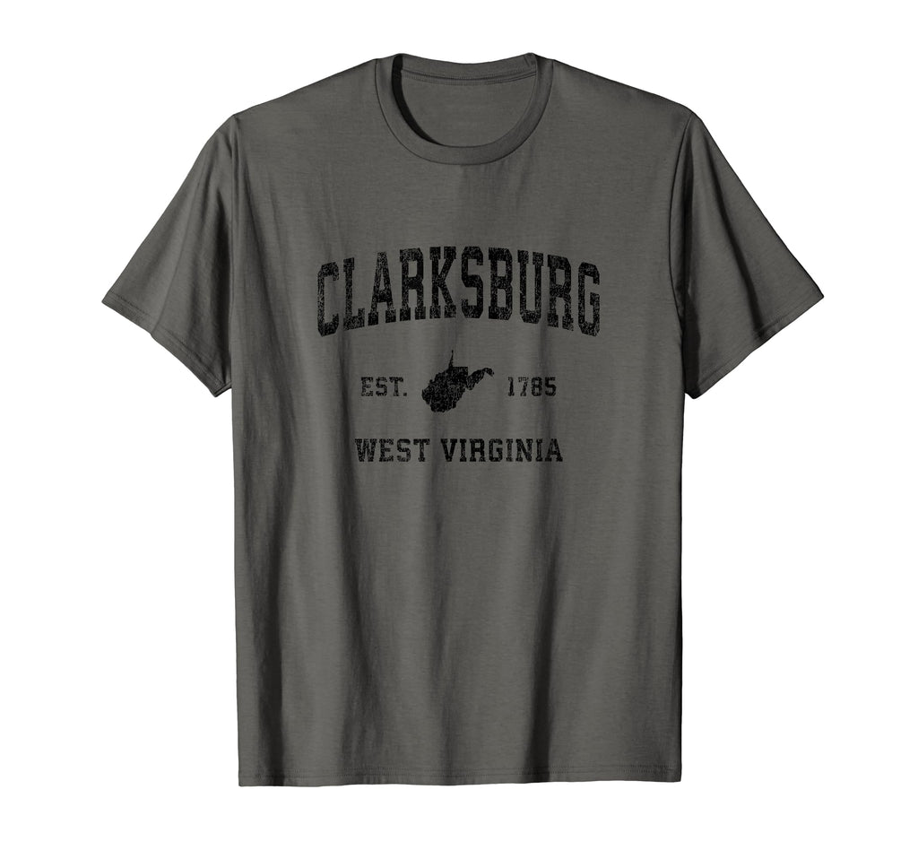 Clarksburg West Virginia Wv Sports Black T-Shirt - Custom Art Print Unisex - T-Shirt, Sweatshirt, Hoodie