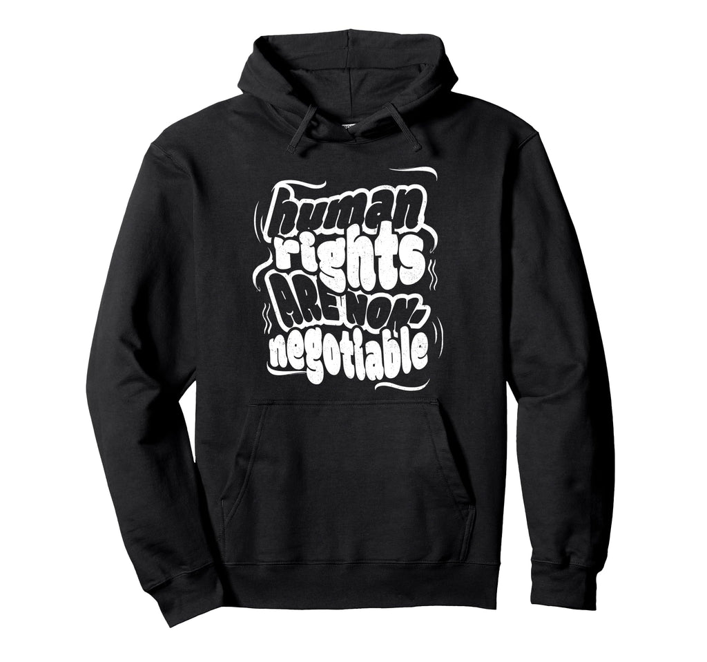 Human Rights Distressed White Typography Hoodie - Unique Graphic Unisex - T-Shirt, Sweatshirt, Hoodie