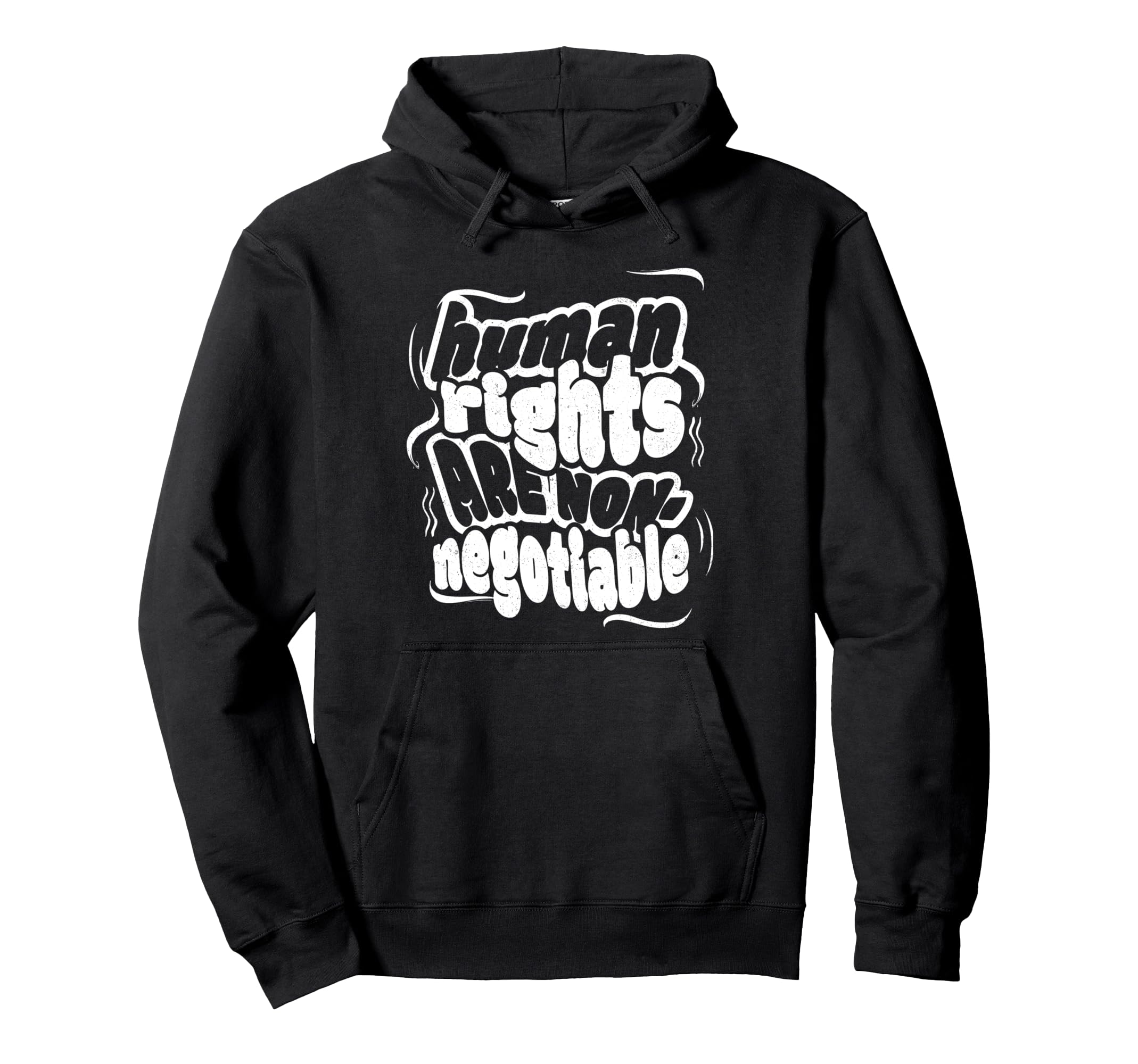 Human Rights Distressed White Typography Hoodie - Unique Graphic Unisex - T-Shirt, Sweatshirt, Hoodie