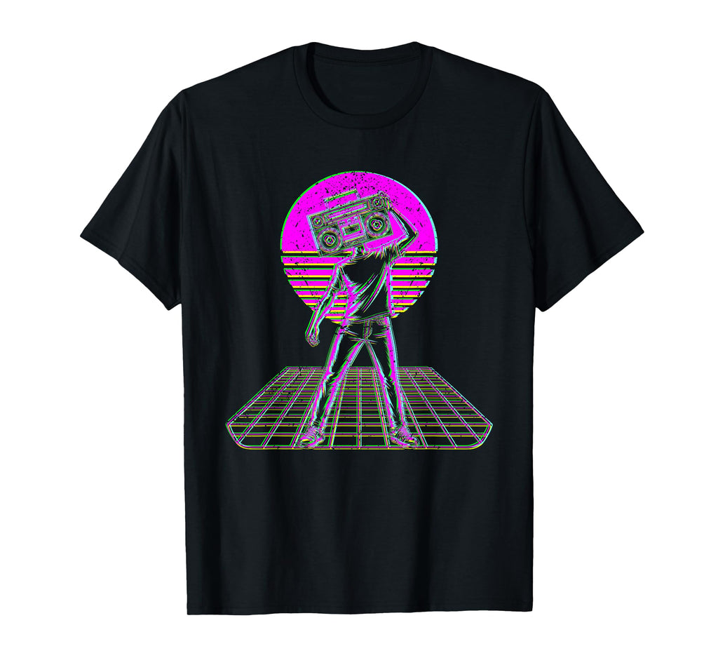 80S Boombox Art Synthwave Music Lover T-Shirt - Custom Art Print for Adults - T-Shirt, Sweatshirt, Hoodie