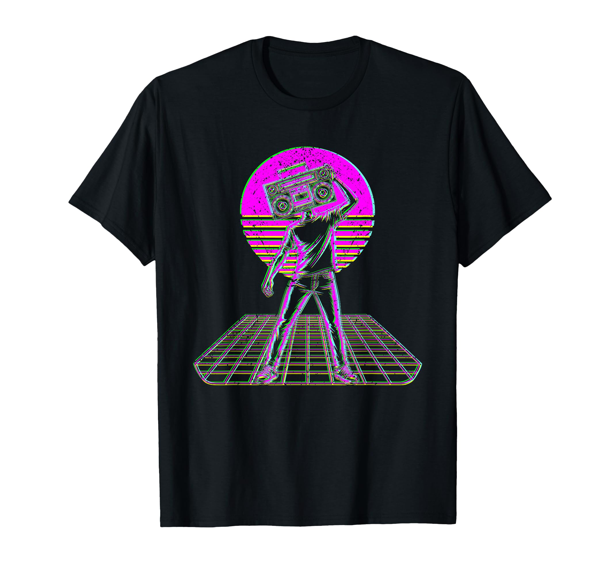 80S Boombox Art Synthwave Music Lover T-Shirt - Custom Art Print for Adults - T-Shirt, Sweatshirt, Hoodie