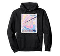 90S Anime Train Postage Stamp Hoodie - Casual Everyday Wear for Adults - T-Shirt, Sweatshirt, Hoodie