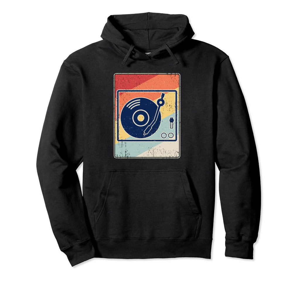 Record Player Vinyl Music Distressed Hoodie - Aesthetic Graphic Unisex - T-Shirt, Sweatshirt, Hoodie